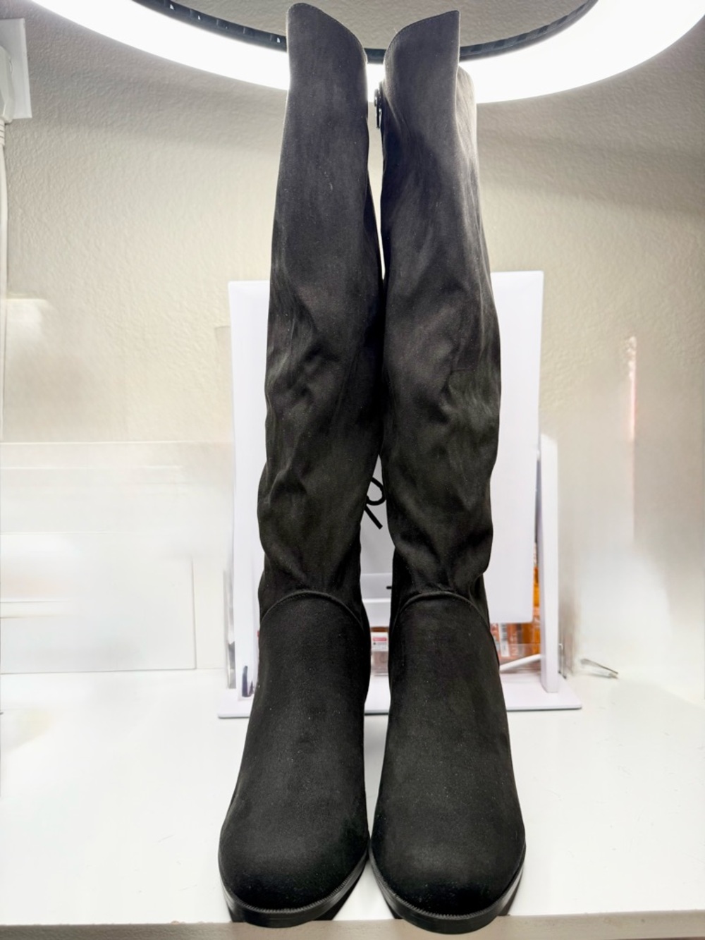 Women’s Black Knee-High Suede Boots NEW,No Box Size 8.5W